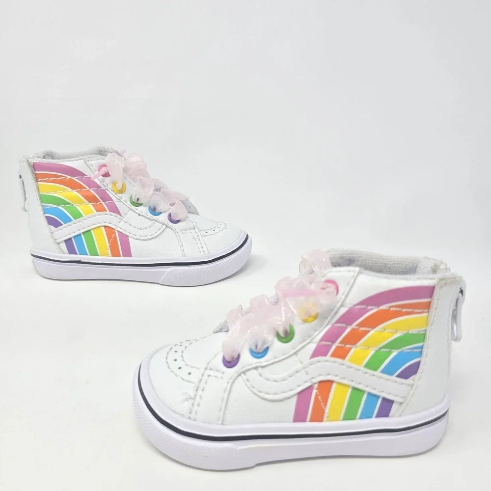 Vans x Flour Shop Sk8-Hi Reissue V Rainbow White Toddler Shoes Size 4 721356